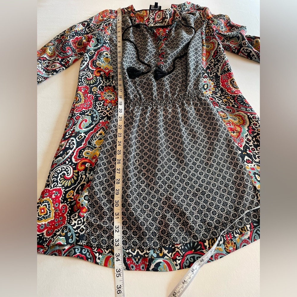 New Tolani 100% silk three-quarter sleeve colorful paisley shift dress size S - Picture 7 of 7